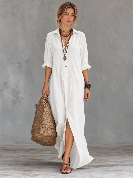 Vestido Soline con Lucía, blanco frontal — Almara Boutique