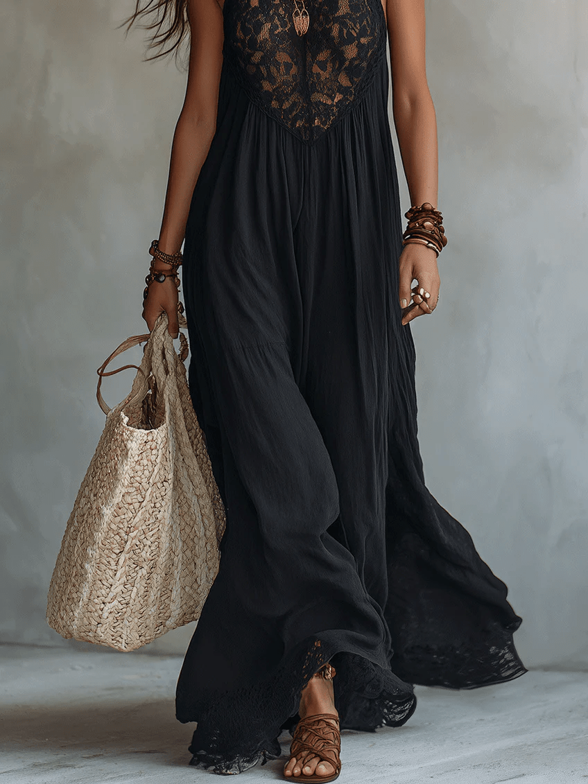 Léonie | Maxi Fluido con Detalles de Encaje