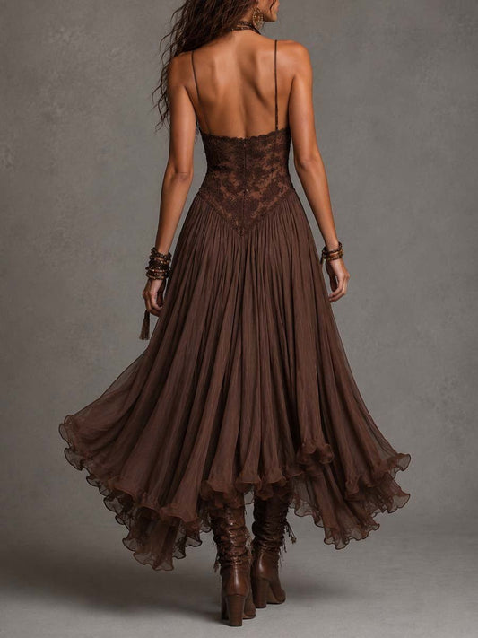 Elodie | Maxi Fluido con Detalles de Encaje