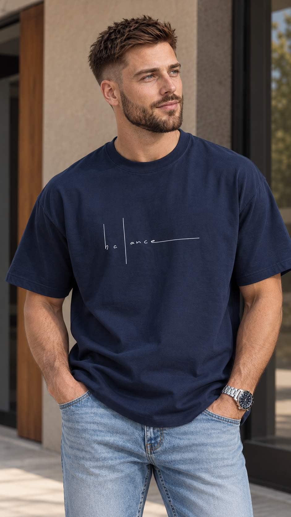 Camiseta holgada Balance en azul marino