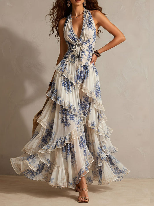 Celeste | Maxi Floral con Escote Halter