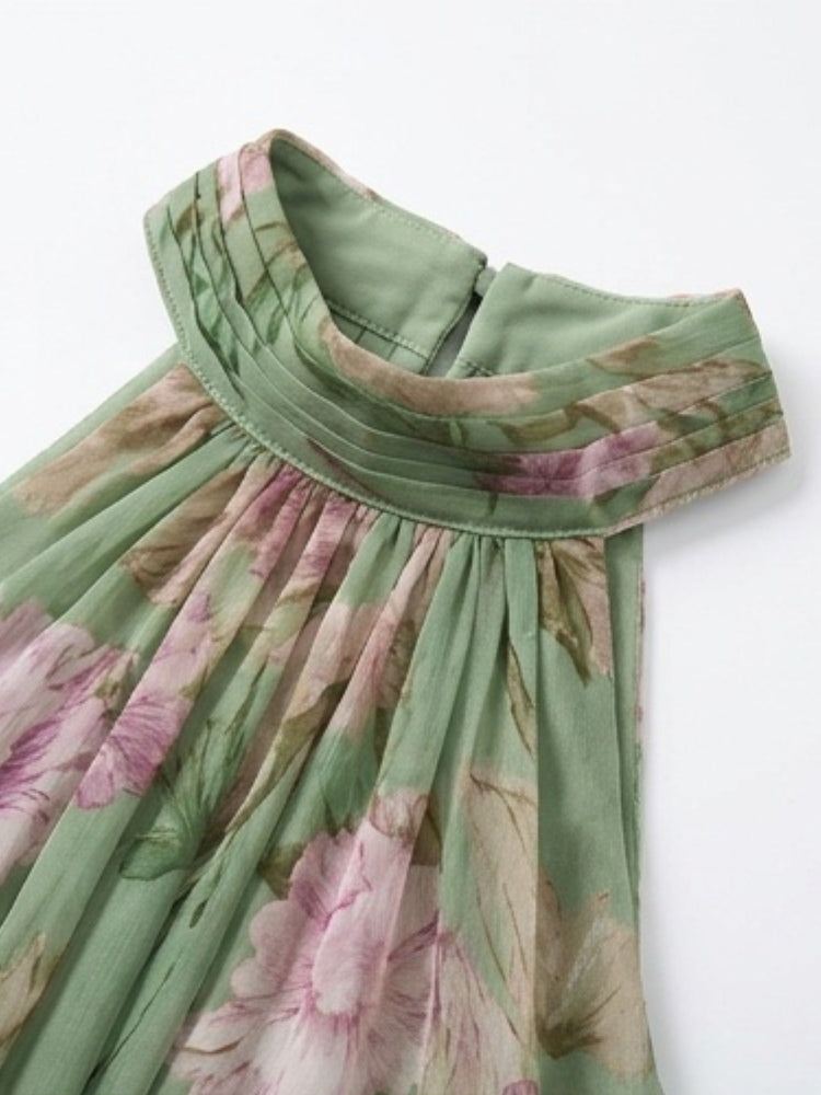 Aurora | Maxi Floral con Escote Halter y Caída Fluida