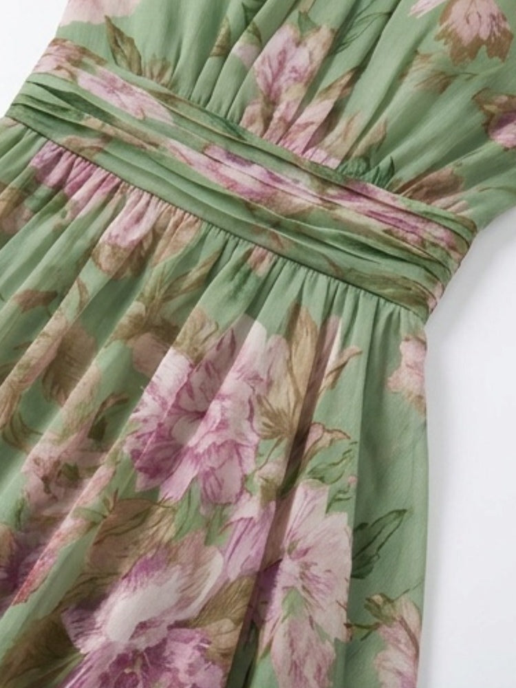 Aurora | Maxi Floral con Escote Halter y Caída Fluida