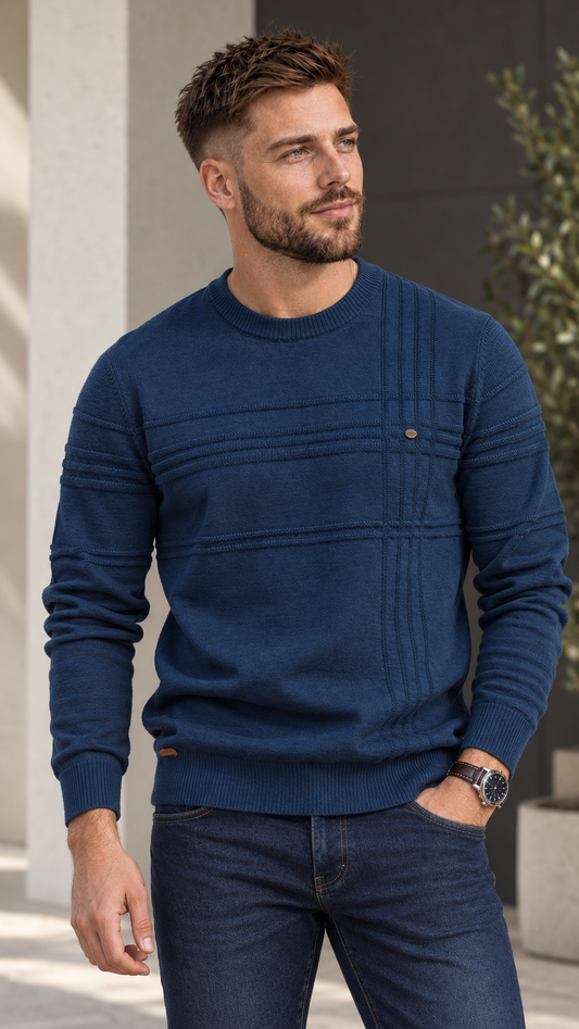 Jersey Adán en Azul con nuestro modelo