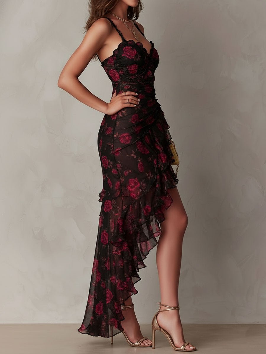 Clara | Floral Elegante con Detalle Fruncido y Volantes
