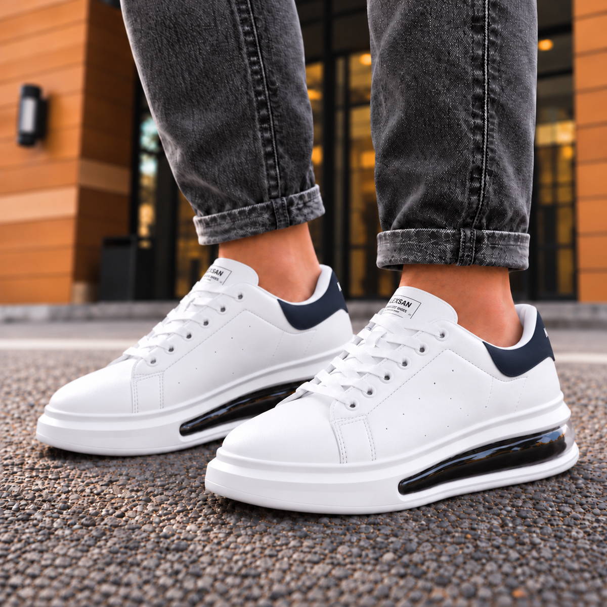 Damián | Zapatillas urbanas, blanco-marino, vista frontal