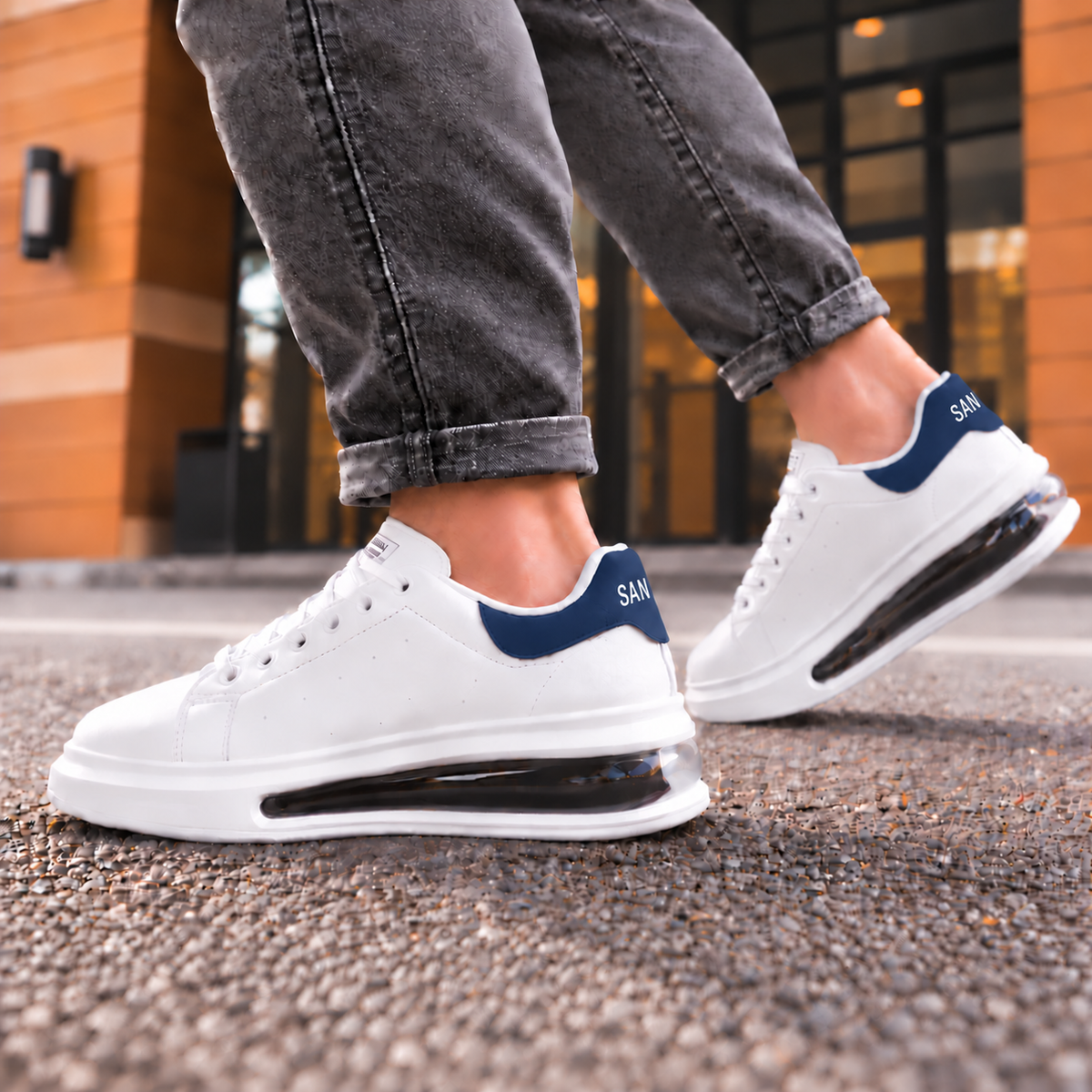 Damián | Zapatillas urbanas, blanco-marino, vista paso