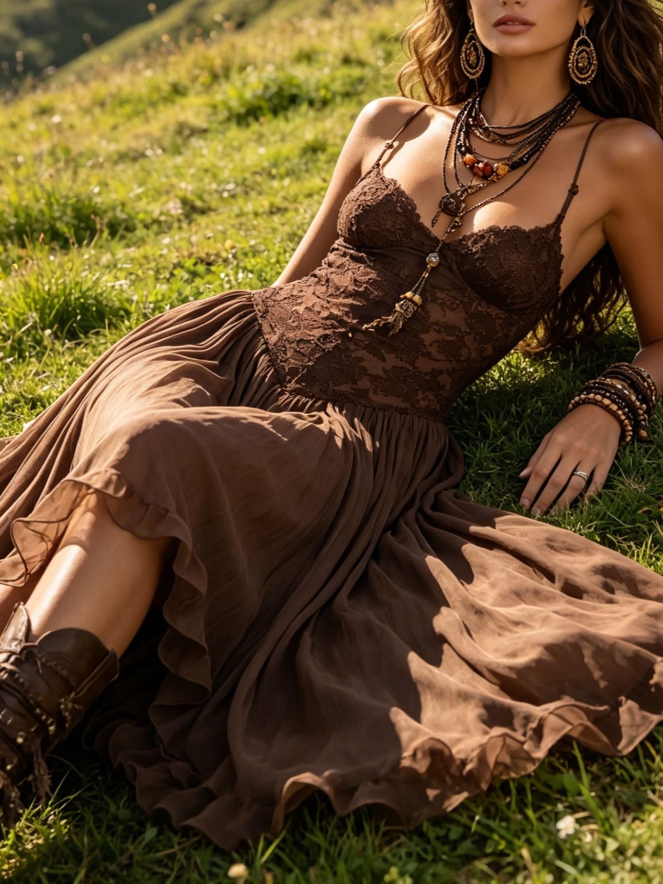Elodie | Maxi Fluido con Detalles de Encaje