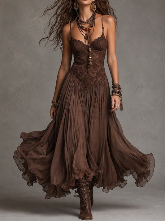 Elodie | Maxi Fluido con Detalles de Encaje