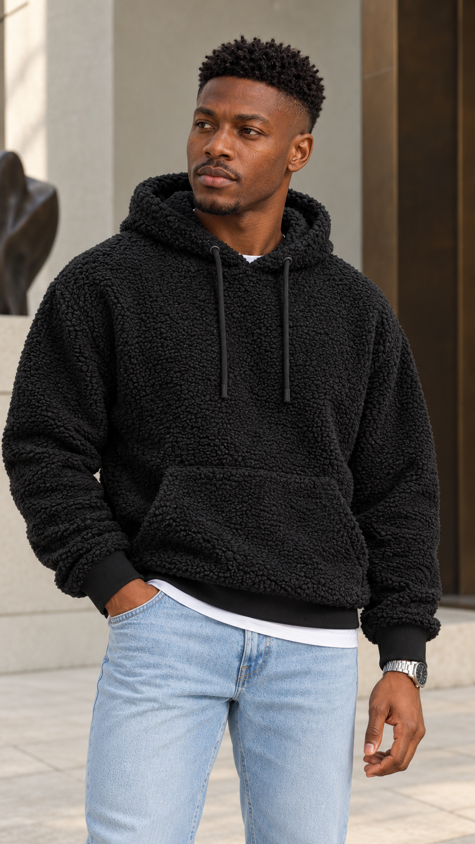 Gael con sudadera Elian de borreguito en Negro