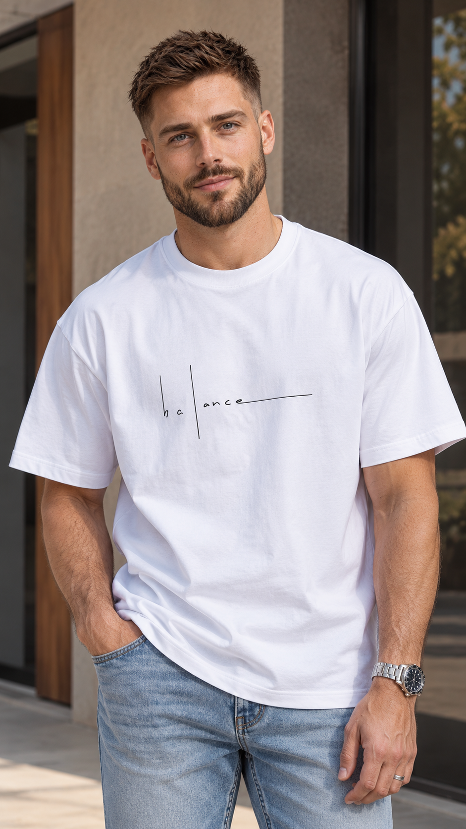 Camiseta holgada Balance en blanco
