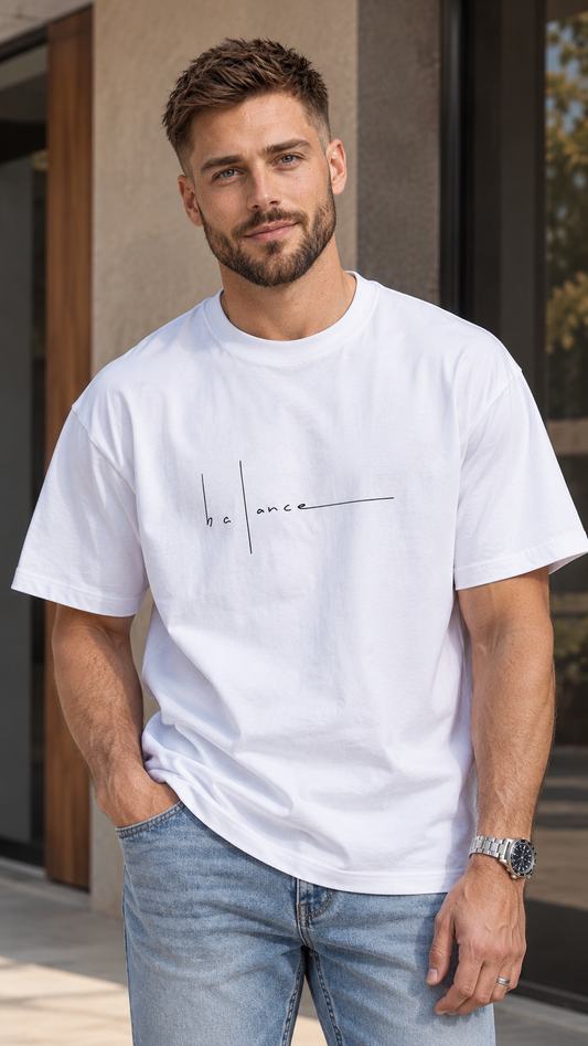 Camiseta holgada Balance en blanco