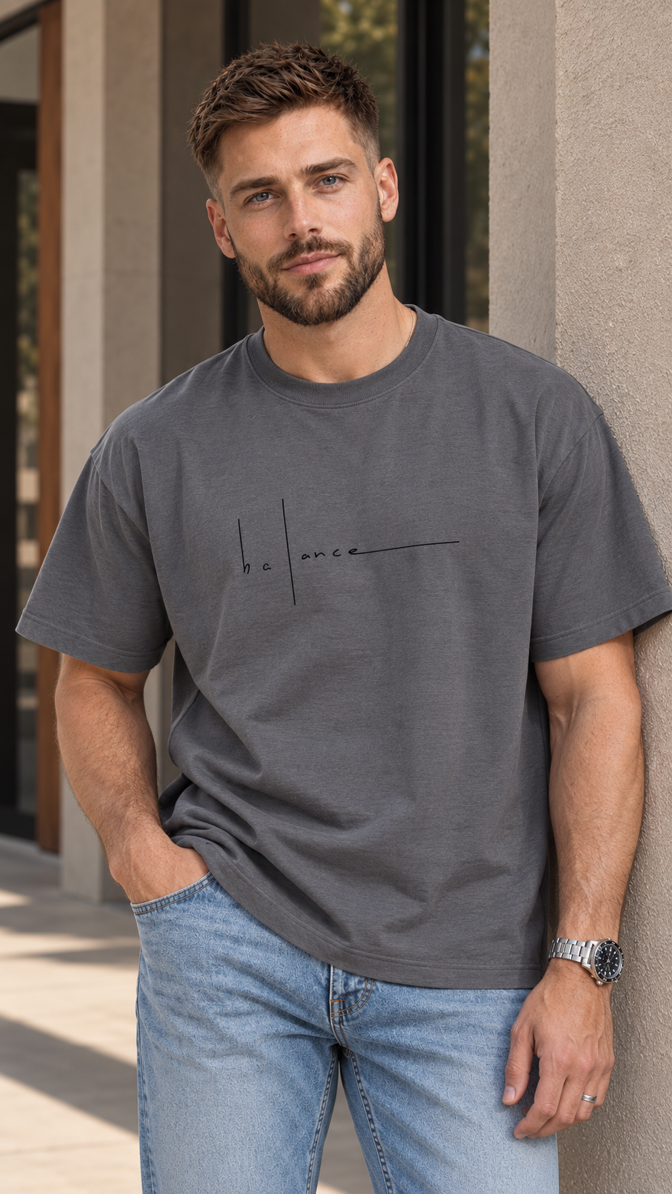 Camiseta holgada Balance en gris