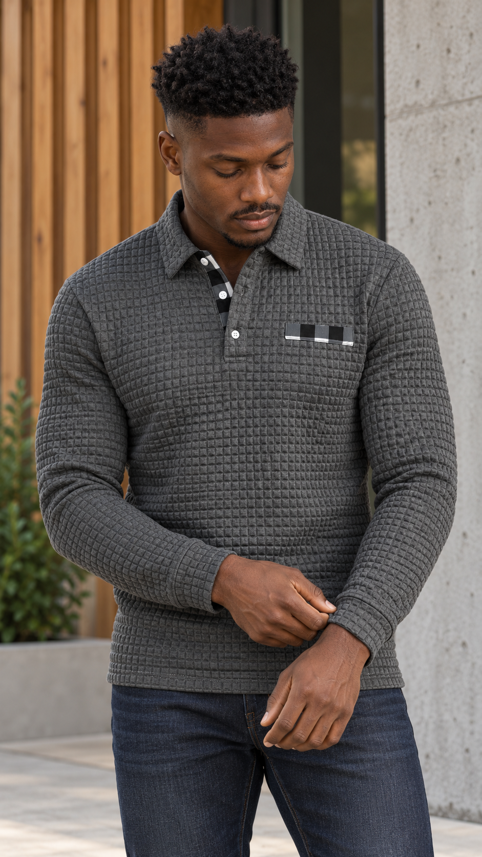 Gael con polo de manga larga gris