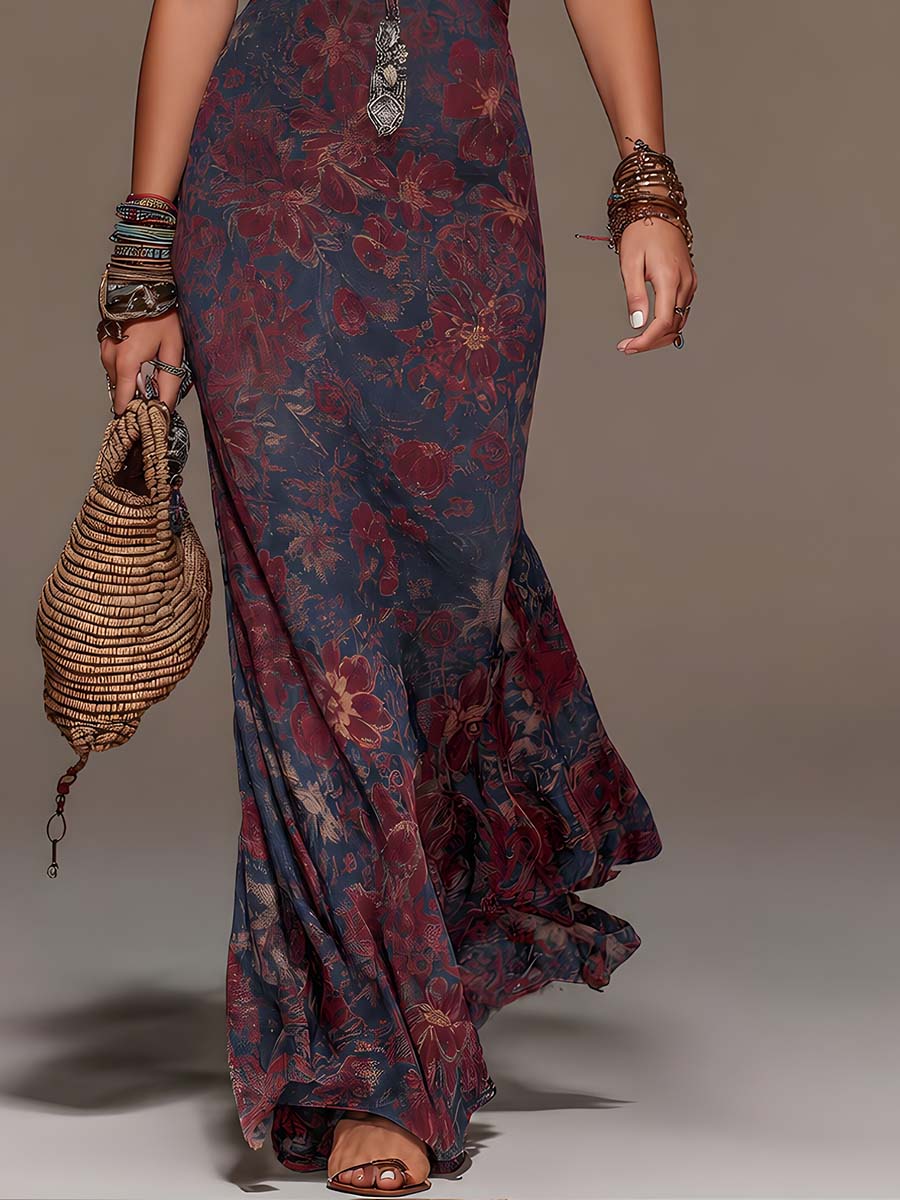 Iris | Maxi Floral de Encaje con Escote Halter