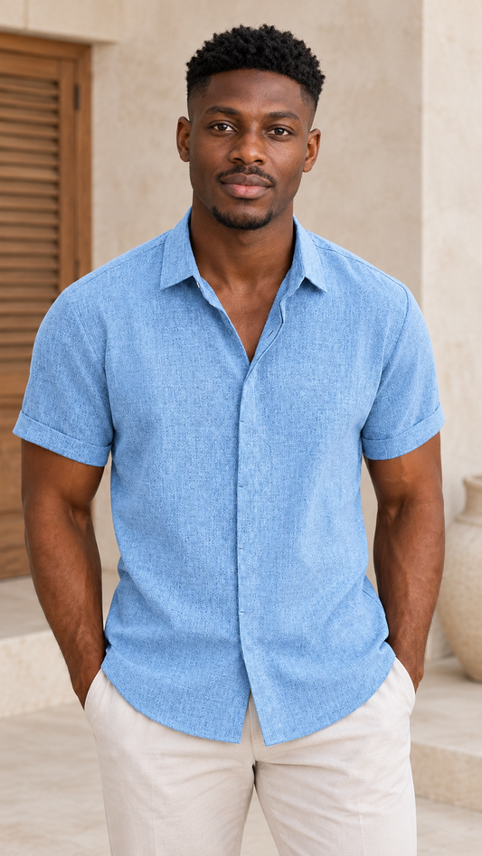 Gael con camisa Riviera Azul — Almara Boutique