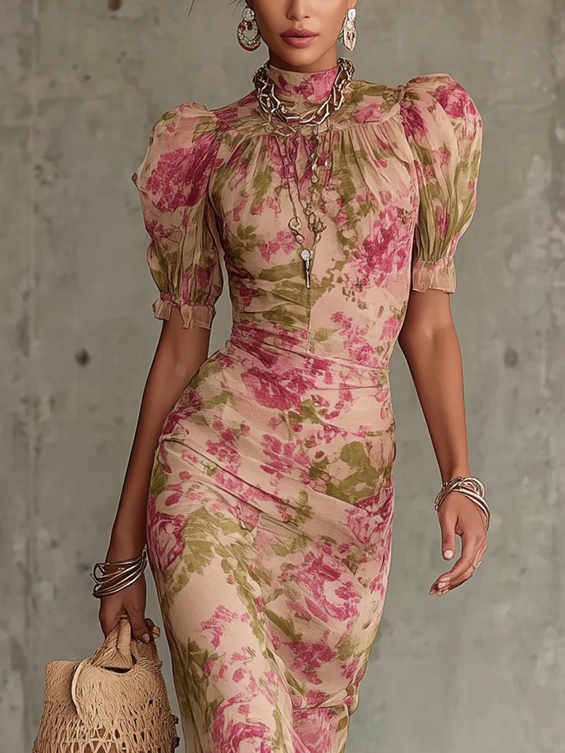 Bianca | Maxi Floral con Mangas Abullonadas