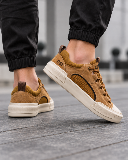 Bruno | Zapatillas de ante y rejilla, camel, vista trasera