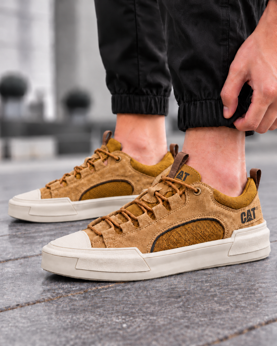 Bruno | Zapatillas de ante y rejilla, camel, vista frontal