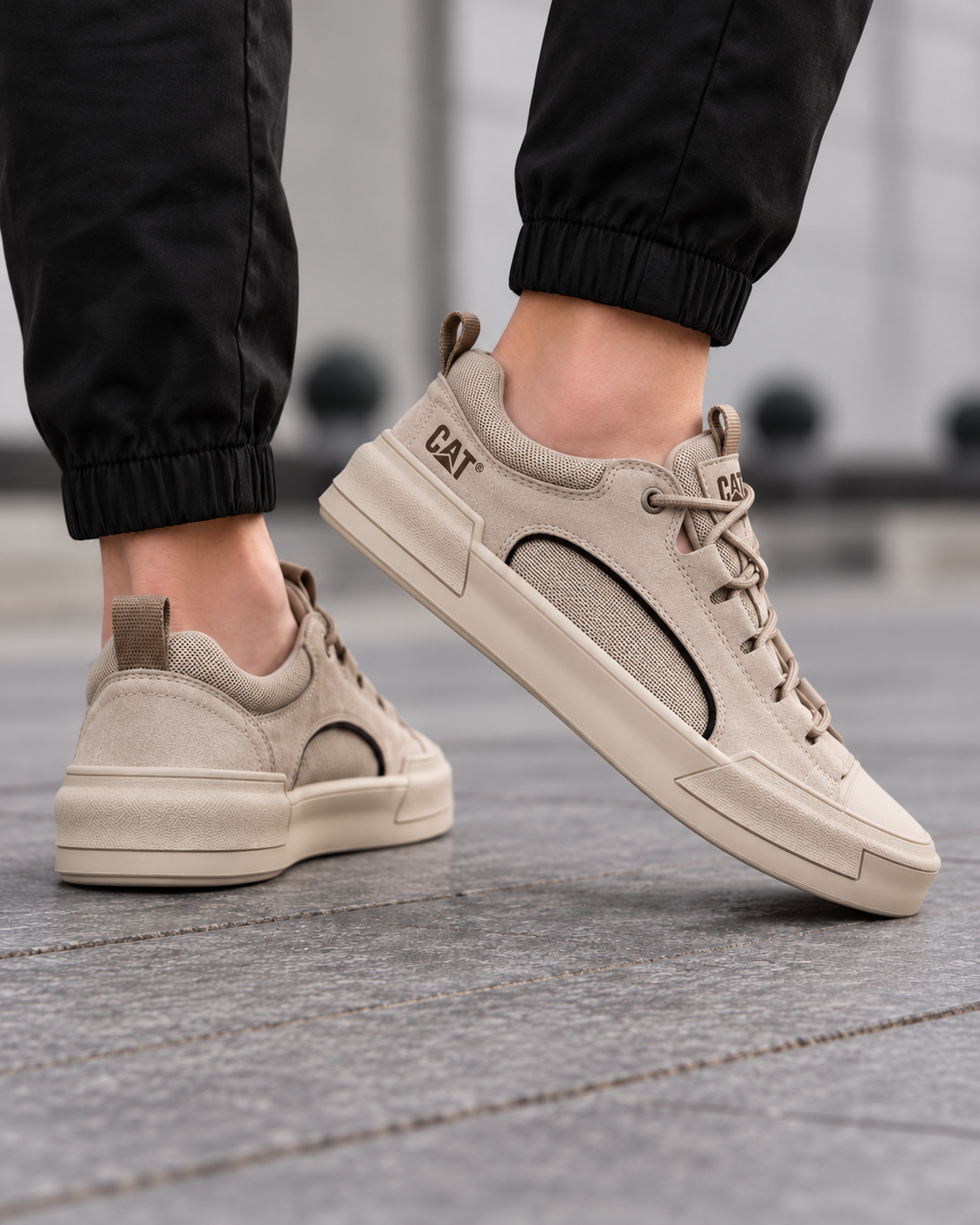 Bruno | Zapatillas de ante y rejilla, arena, vista trasera